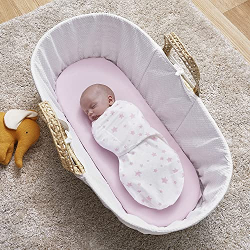 Silentnight Safe Nights Swaddle Wraps Pack of 3 - Baby Clothing 0-3 Months Babies Wrap Hamper Newborn Essentials - Baby Items New Born Baby Blanket - Pink and White Colours, Pink Stars