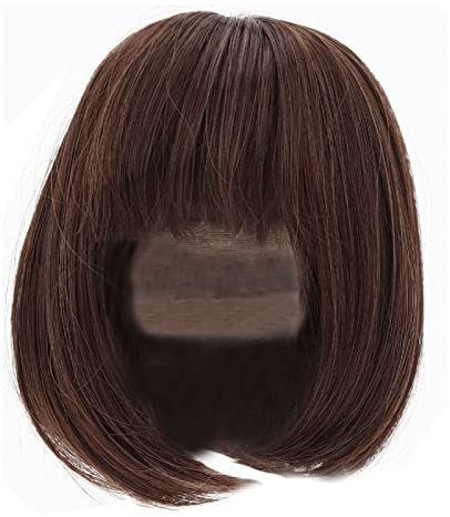 BJD-Puppenperücke, Gerader Knall, Schulter-BJD-Haarperücke, Weiche Faser, Kurzes Haar, Perücke für Kinder, Handgefertigt(Dunkelbraun)