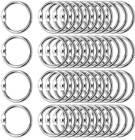 Hongtellor Binder Rings, 40Pcs 30mm/1.2 inch Nickel Plated, Loose Leaf, Index Card, Small Book Rings for Flash Cards, Office, School, Home, Papers, Keychains
