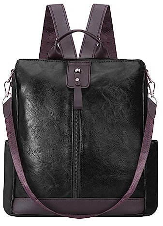 HUA ANGEL Elegant Anti Diebstahl Rucksack Damen Klein Cityrucksack Wasserdicht Leder Handtaschen Rucksack 2 In 1 Vintage Schultertasche Damen Mittelgroß FüR Arbeits Sport Alltag Reise