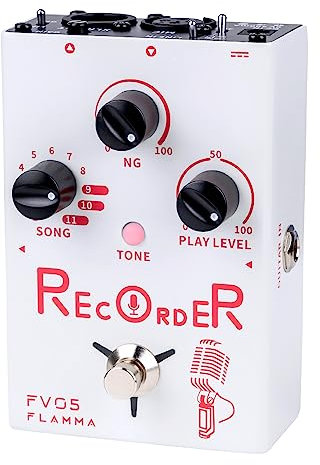 FLAMMA Registratore FV05 Processore di effetti vocali con capacità di registrazione di 70 minuti Noise Gate & Effetti di riverbero per chitarra vocale Riverbero Looper Stompbox per cantante Scrittura