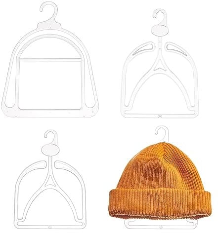 AHANDMAKER 6 Pcs Hat Rack Hangers, 3 Style Clear Plastic Hat Storage Rack Hat Organizer, Display Hanger for Winter Beanie Hat Baseball Caps Scarves Belt Ties Towels Handbags Clothes