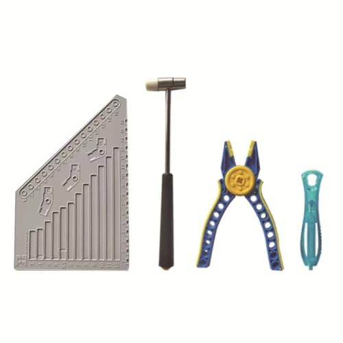 4Pcs Building Block Tool Set, Measuring Ruler, Auxiliary Tool Hammer, Auxiliary Pliers, Brick Separator, Compatible with Most Building Block Toys (Blue)