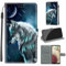 Handyhülle für Samsung Galaxy A12 Hülle, Samsung A12 Hülle, Premium Leder Flip Klappbare Stoßfeste Magnetische [Standfunktion] [Kartenfächern] Schutzhülle Tasche - Wolf