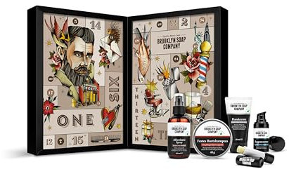 Brooklyn Soap Company Adventskalender 2024 - XXL Weihnachtskalender für Bart, Körper & Gesicht - Hochwertige Bartpflege für Männer