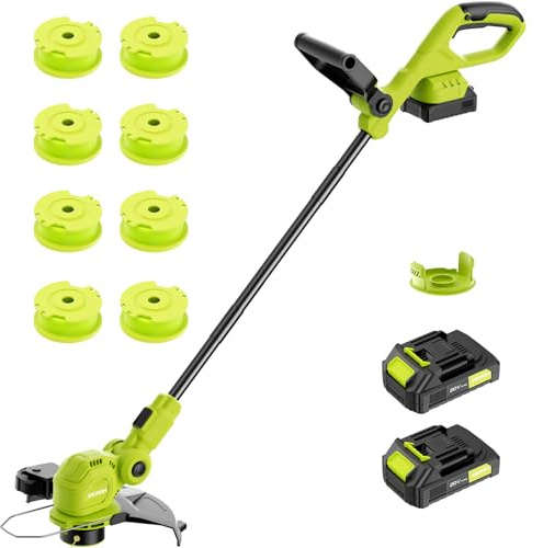 12-inch 20V Cordless String Trimmer with Charger, 2 x 2.0Ah Battery Powered