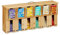 Relaxdays Teebeutelspender, 6 Fächer, Teebeutel Aufbewahrung, Bambus, Teebox, HxBxT: 22 x 46,5 x 10,5 cm, Natur/Silber