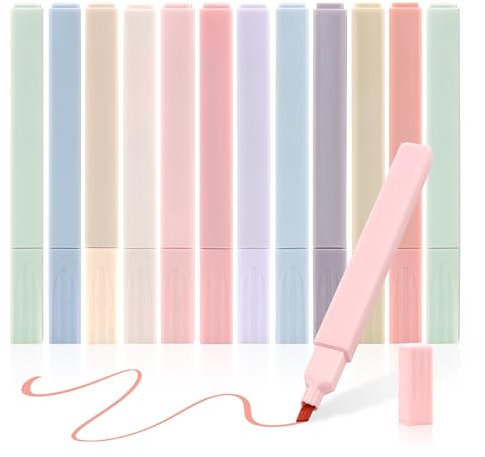 Textmarker Pastell,12 Stück Textmarker Set,Pastell Marker,Highlighter Pen,Textmarker,Marker Stifte,Aesthetic Stifte,Highlighter Stift,Bibel Textmarker,Textmarker Stifte,Pastell Highlighter Pen Set