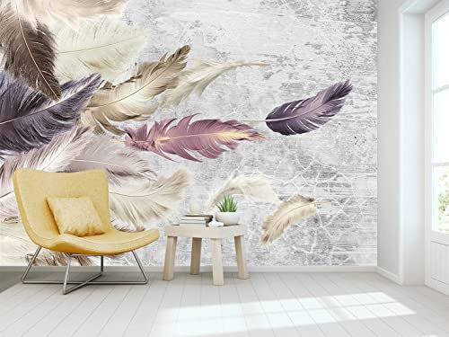 Naturempress Papier Peint Panoramique Plume D'Art Vintage Papier Peint Intissé Tapisserie Poster Mural pour Salon Chambre Décoration Murale