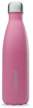 Qwetch - Bouteille Personnalisée Isotherme 500ml Matt - Gourde Nomade Inox Recyclé - 24h Froid et 12h Chaud - Etanche, Sans BPA & Réutilisable (Orchidée)