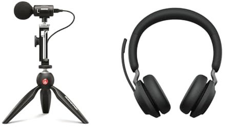 Shure MV88+ iPhone Mikrofon Video Kit & Jabra Evolve2 65 Wireless Headset – Noise Cancelling Microsoft Teams Zertifizierte Stereo Kopfhörer mit Langer Akkulaufzeit – USB-A Bluetooth Adapter – Schwarz