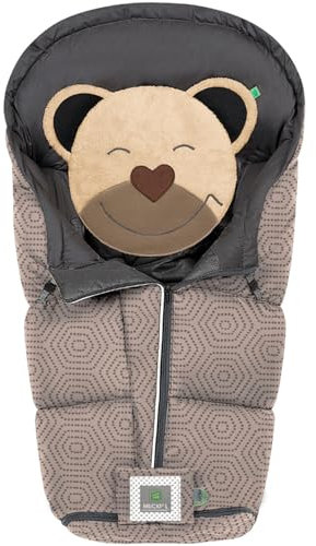 Odenwälder Fußsack Mucki L-CS weitenverstellbar, Länge 98 cm, BabyNest Winter-Fußsack für Kinderwagen, Sportwagen & Buggy mit Anti-Rutschschutz, Dark Wood