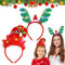 Lot de 2 bandeaux de Noël - Serre-tête avec LED - Serre-tête lumineux - Bonnet de Noël - Serre-tête de renne - Rouge et vert - Pour enfants et adultes