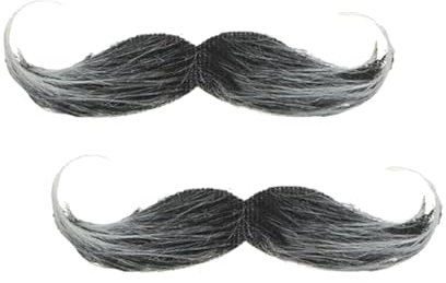 2-Stück Schnurrbart zum Ankleben,Schnauzer zum Ankleben,Fake Bart,Fake Mustache,Falscher Bart Kostüm,Schnurbart Kleben Selbstklebend,Moustache Herrenm Verkleidung,Detektiv Barts (2 Stück Schwarz)