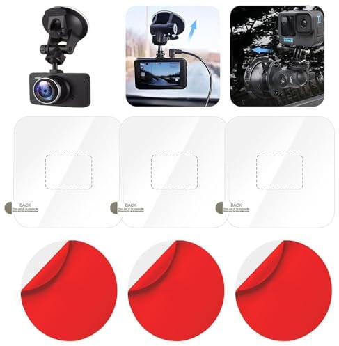 FunWorth Dash Cam Sticky Pad Kit, 6pcs Electrostatic Film & VHB Adhesive Pads - Static Cling Windshield Mount for Car Dashcams, Bubble-Free, Residue-Free Protection (Round-6Pcs)