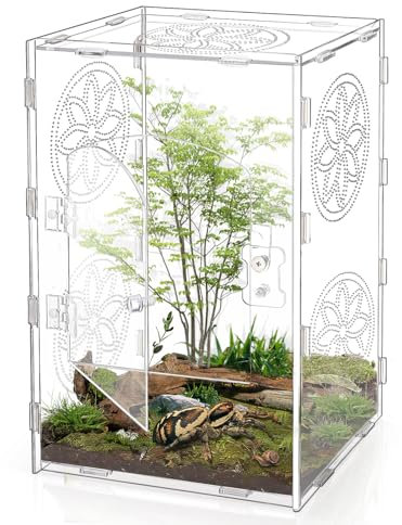Chihutown Acryl-Vivarium für Springspinnen & kleine Reptilien, 30 x 20 x 15 cm, Terrarium mit Belüftungslöchern & Fronttür