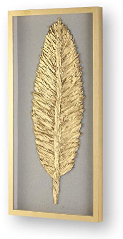 CUADRO 50X5X100 CRISTAL/MADERA DORADO/PLUMA DORADO