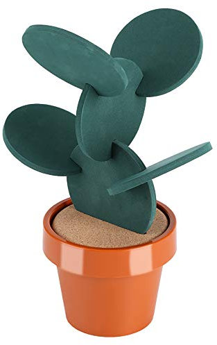 Dessous de Verre Vert Cactus, Ensemble de 6 Pièces avec Support de Pot de Fleurs, Tapis de Tasse de Cactus en Pot pour Boissons, café, Tasse de Bureau à Domicile