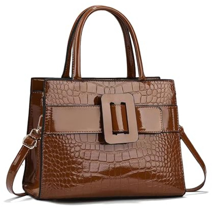 NICOLE & DORIS Frauen Tasche Elegante Handtasche Damen Designer Schultertasche PU Leder Tote Handtasche Umhängetasche Kroko Henkeltasche mit Vielen Fächern