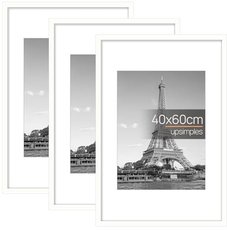 upsimples 3 Pack Bilderrahmen 40x60, Weiß Rahmen 40x60, Picture Frame für Fotos, Bilder, Poster