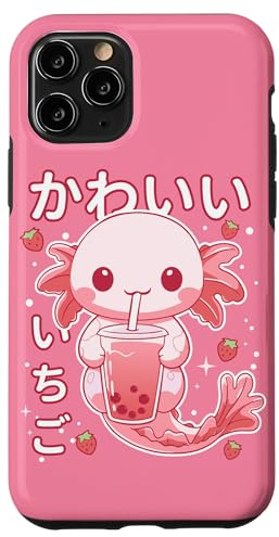 Kawaii Axolotl Erdbeere Boba Milch Japanische Anime Ästhetik Hülle für iPhone 11 Pro