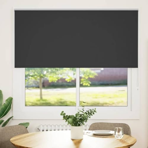 vidaXL Verdunkelungsrollo Schwarz 160x130 cm Stoffbreite 156,6 cm, Rollo, Klemmfix, Thermorollo, Verdunklungsrollo, Klemmrollo, Fensterrollo