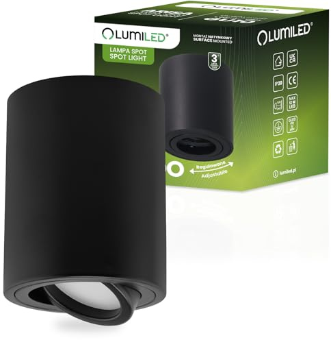 Lumiled Aufbaustrahler Anbauleuchte Tuba Aufbauspot Aufputz Spotleuchte 230V Deckenleuchte mit GU10 Fassung Spot Schwarz 100 mm Aufbau-lampe aus Aluminium Downlight Rund