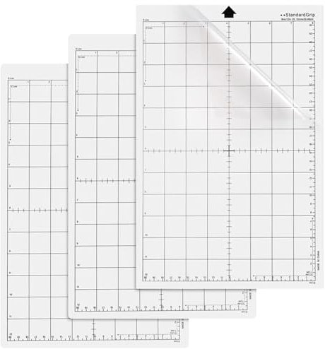 3 Stück Schneidematte für Silhouette Cameo Plotter 4/3/2/1, Standardgrip Lightgrip Stronggrip, Rutschfeste und Langlebige Schneidematte Silhouette Portrait mit Messraster