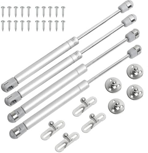 4PCS 150N/15kg Gas Springs for Kitchen Cabinets, Steel Hydraulic Shock Absorber Springs, Soft Close Hinges for Cupboards, Windows and Storage Boxes