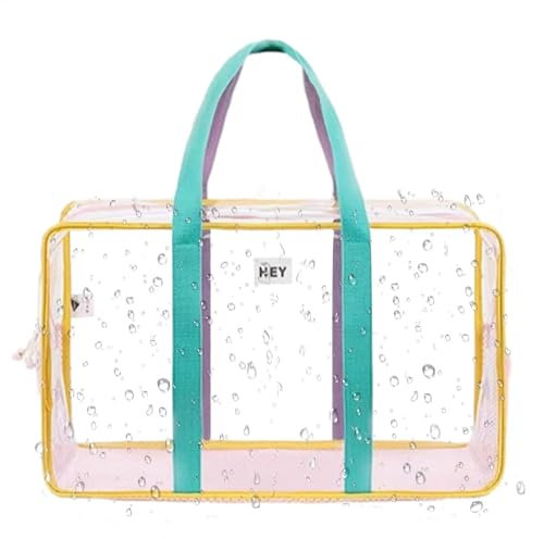 Bolsa de playa transparente – Bolsa de playa de malla grande, bolsa de piscina transparente de PVC | Bolsa de playa impermeable de gran capacidad con cremallera, bolsa de almacenamiento de viaje para