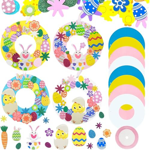 Türkranz Ostern, Ostern Deko, 8 Stück Ostern Basteln Set für Die Haustür, Ostern Basteln Kinder Hasenkranz, Basteln Ostern Osterkranz für Deko Ostern Hauswand Fenster Türdeko Party Decoration