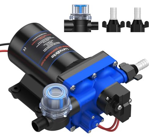LumaBrite 12v Water Pump, 6GPM 70PSI Caravan Water Pump Self-Priming Diaphragm Water Pressure Pump with Heavy Duty Pressure Switch and Strainer for RV, Marine, Yacht, Caravan
