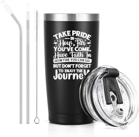 Livole Inspirational Gifts for Him, Graduation Presents for Son, Friends, Take Pride in How Far You've Come, Congratulation Gifts for Him, Boys, Men, 20oz Travel Coffee Mug, 600ml Wine Tumbler