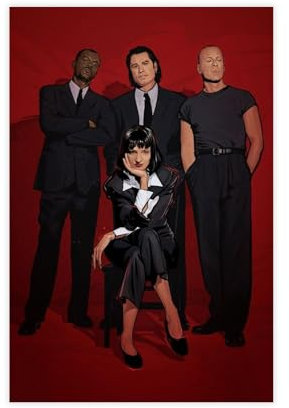 WANGCYJS Pulp Fiction Poster, Retro, klassisches Filmposter auf Leinwand, Wandkunst, Dekordruck, Gemälde für Wohnzimmer, Schlafzimmer, Dekoration, ungerahmt: 30 x 45 cm
