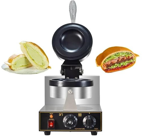 XSDAJSD Máquina para Hacer Hamburguesas con Helado UFO, 1300 W, para Uso Comercial, waflera con Relleno de Helado, sandwichera eléctrica Antiadherente, 110 V