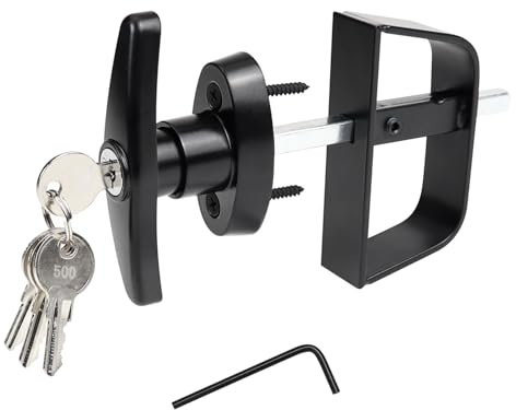 QZATACAEN T-Handle Lock Kit Shed Door Lock with 4 Keys and 2 Screws 1-1/2”(38 mm), 4-1/2”（114.3mm） Stem Barn Playhouse & Chicken Coop Door Lock