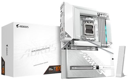 GIGABYTE X870 AORUS Stealth ICE AMD AM5 Motherboard, ATX, DDR5, 4X M.2, PCIe 5.0, 2xUSB-4,USB-C, WIFI7, 5GbE LAN, EZ-Latch