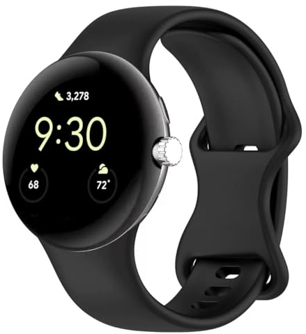 FiiMoo Silicone Strap for Google Pixel Watch 3 45mm, Soft Silicone Sport Band, Soft Breathable, Adjustable Replacement Strap for Google Pixel Watch 4 45mm-Black