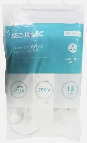 Securelec 4 gang extension lead 13amp 1m 250v 1Metre