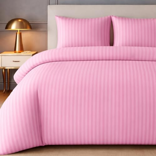 Lazzaro Satin Stripe Super King Duvet Set - Premium Hotel Quality Quilt Cover Super King Size Bedding Set - Hypoallergenic Ultra Soft Superking Duvets Sets With Zipper Closure