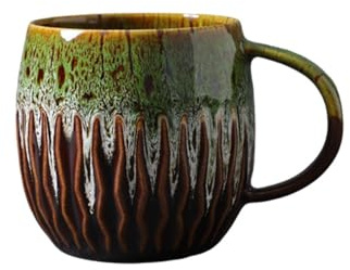 Glasierte Keramik-Teetassen, Kaffeetassen mit Griff, für Tee, Kaffee und heiße Getränke (Stil B)