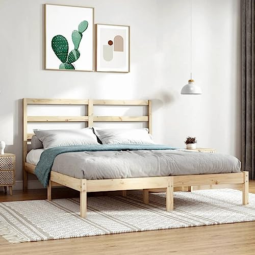 Mimdixy Palettenbett Massivholzbett 135x190 cm Gästebett Bett Massivholzbett für Schlafzimmer