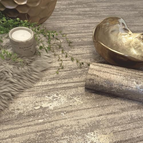 SOPHIE LAURENCE Mocha Concrete Effect Wallpaper Brown Gold Metallic Smooth Finish Lounge Bedroom
