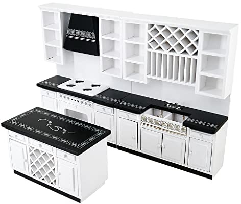 Zxpjkyu Mini Puppenhaus Waschmaschine Miniatur 1/12 Dekor für Badezimmer Waschraum, Weiß + Schwarz