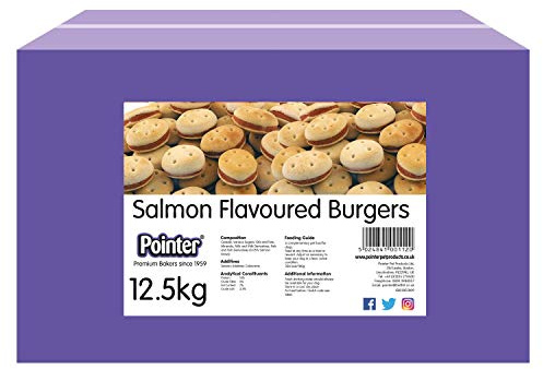 Pointer - Salmon Flavoured Burger Dog Treats, Oven Baked Dog Biscuits with No Added Artificial Flavours, Popular Dog Treat, 12.5kg Box