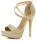 Ajvani Womens Ladies Platform high Heel Peeptoe Cross Over Strappy Shoes, 5 UK, Gold Shimmer