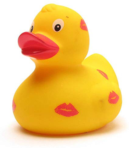 Badeente Kussmund I Quietscheente I Duckshop I L: 8 cm I inkl. Badeenten-Schlüsselanhänger
