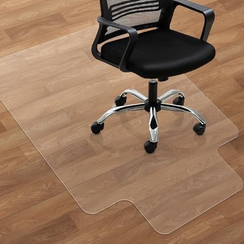 SHAREWIN Office Chair Mat for Hard Wood Floors, 120x90 cm with Lip Heavy Duty Anti-Slip Hardwood Floor Protector Rug, Easy Clean