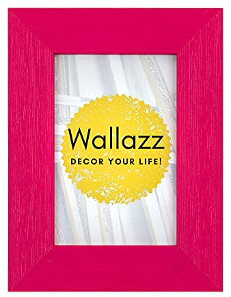 Wallazz Cornice Portafoto in Legno Pregiato - Made in Italy - Vetro Sintetico Infrangibile Crilex - Disponibile in Diverse Varianti - Design Italiano e Qualità Artigianale, 13x18cm Fucsia