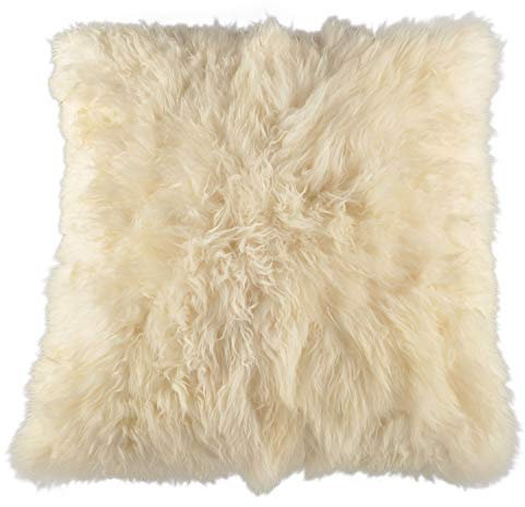 generisch Lammfell Pouf Sitzkissen Bodenkissen Pouf 80 x 80 cm Creme Weiss XXL Lammfell Sitzkissen aus echtem britischen Lammfell von KUHFELLE online